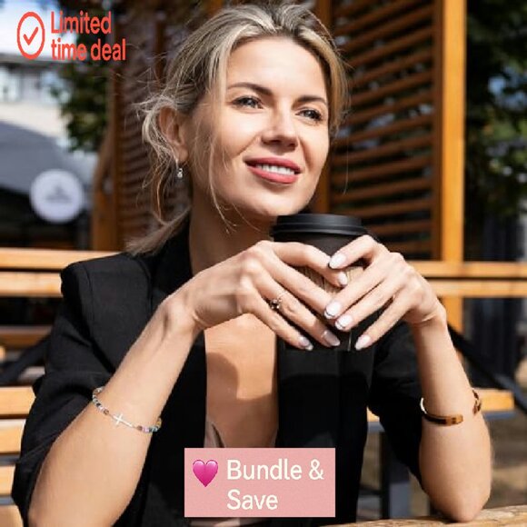 Adjustable Cross Charm Bracelet Stainless Steel Beads Faith Jewelry Gift - Picture 3 of 8